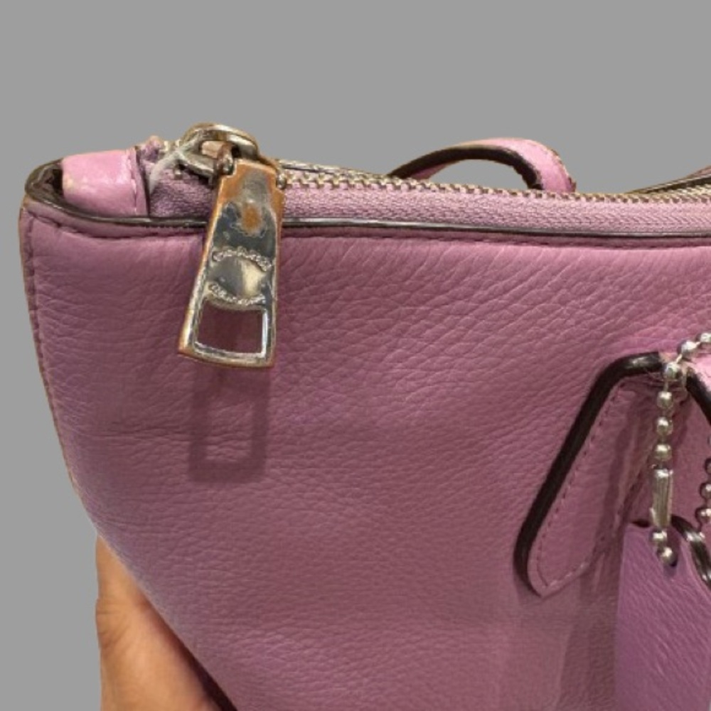 Coach Pebbled Leather Tote Bag – Lilac / Light Purple - Picture 12 of 12